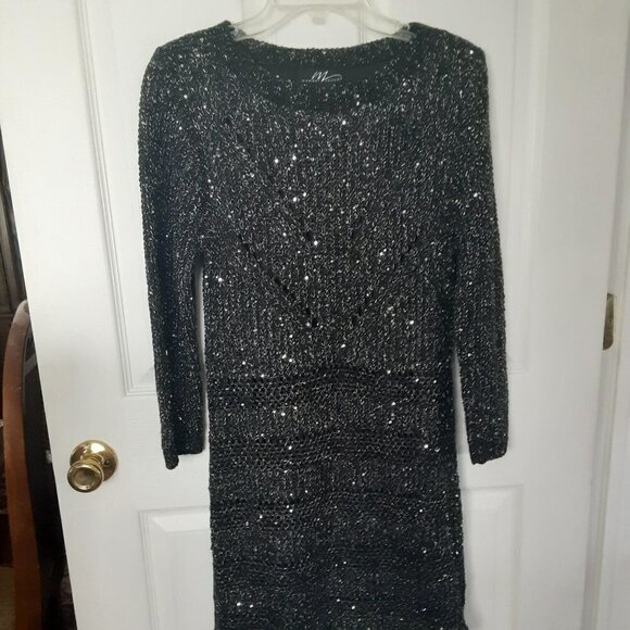 Midnight Velvet Dresses & Skirts - Midnight Velvet  Size Medium Black Sequined Heavy Sweater Dress.